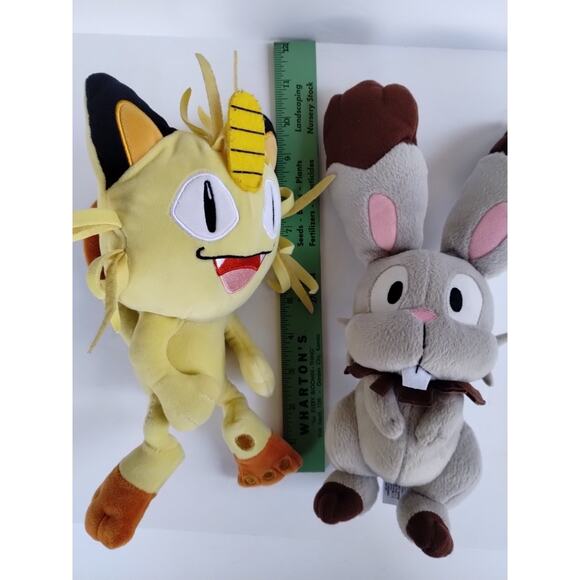 Pokemon Meowth Cat 2018 AND Bunnelby Plush Stuffed Toys Lot Of Two 10-11" - Picture 12 of 14